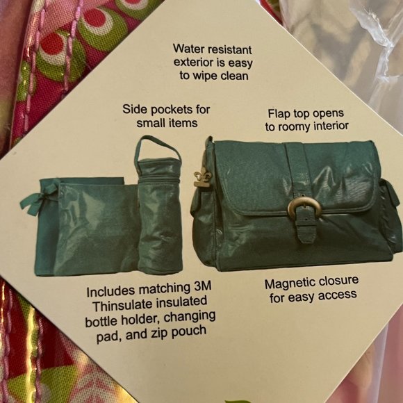Kalencom Water Resistant Coated Diaper Bag with Magnetic Buckle NWT - Picture 2 of 3